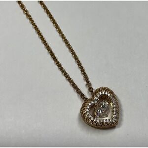 Judith Ripka 14K Clad Diamonique Twinkle Heart Pendant Necklace Gold Tone